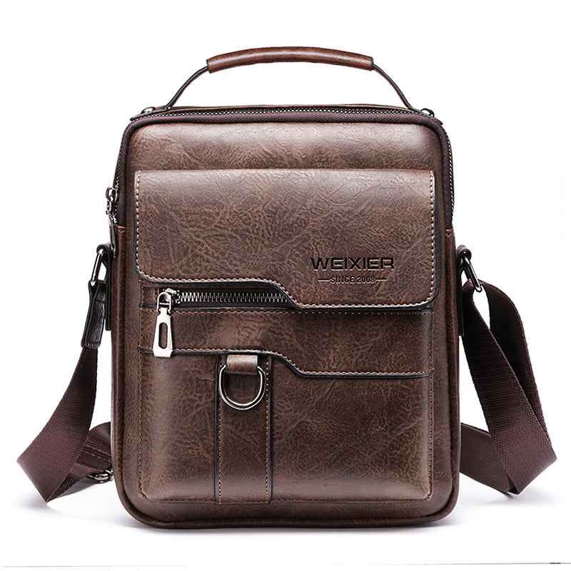 Popular Men's Messenger Bag One Shoulder Retro Business Backpack PU Leather Flaps Crossbody Bags Business Flap Male Solid Travel Bag