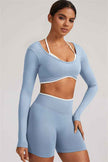 The Elevate Long Sleeve Crop top Shorts 2-Piece Set