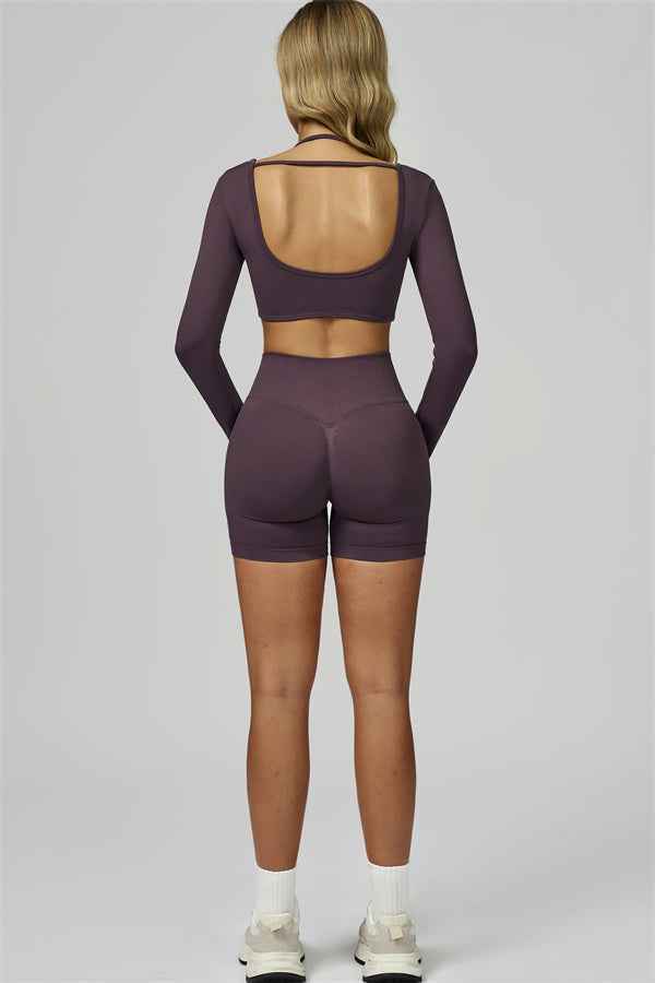 The Prime Long Sleeve Crop Top Shorts 2-Piece Set