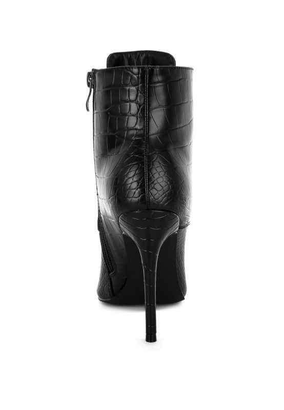 Mesta Croco Textured Stiletto Boots