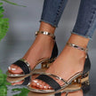 All-match Women's Sandals With Bright Leather Low-heel Buckle