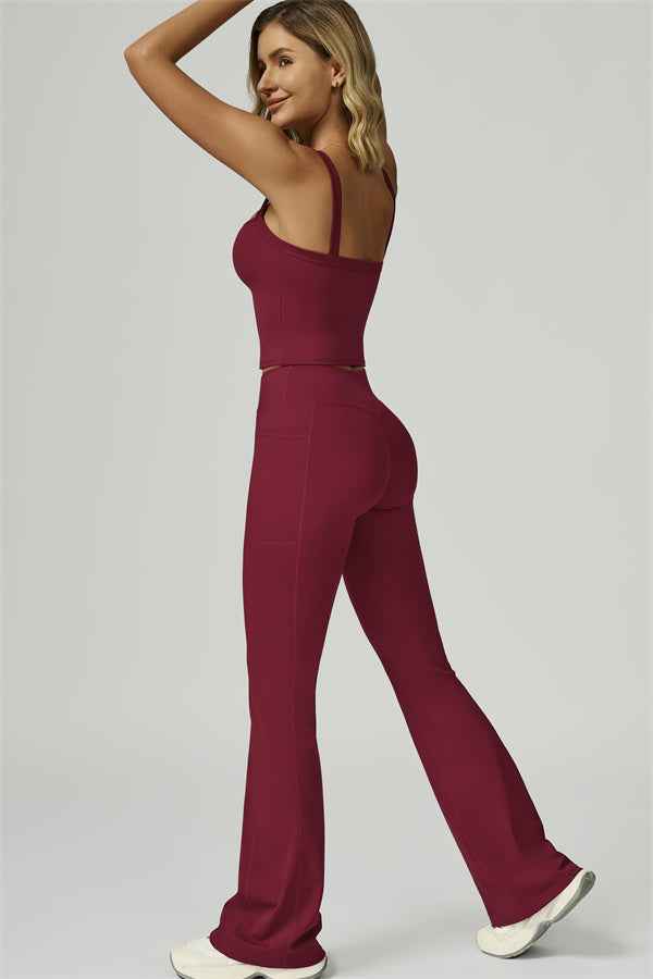 The Flourish Crop Tank Flared Leggings 2-Piece Set