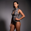 Zipper Sleeveless Swimsuit / Bodysuit / ZEBRA