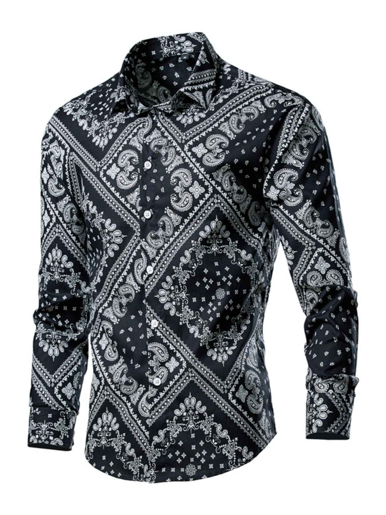 Men's Plus Size Tropical Leaf Print Button-Down Shirt