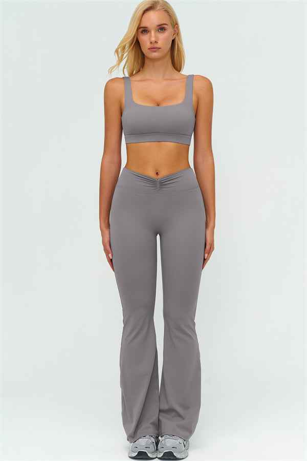 The Lushness V-Back Sports Bra Flared Leggings 2-Piece Set