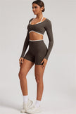 The Elevate Long Sleeve Crop top Shorts 2-Piece Set