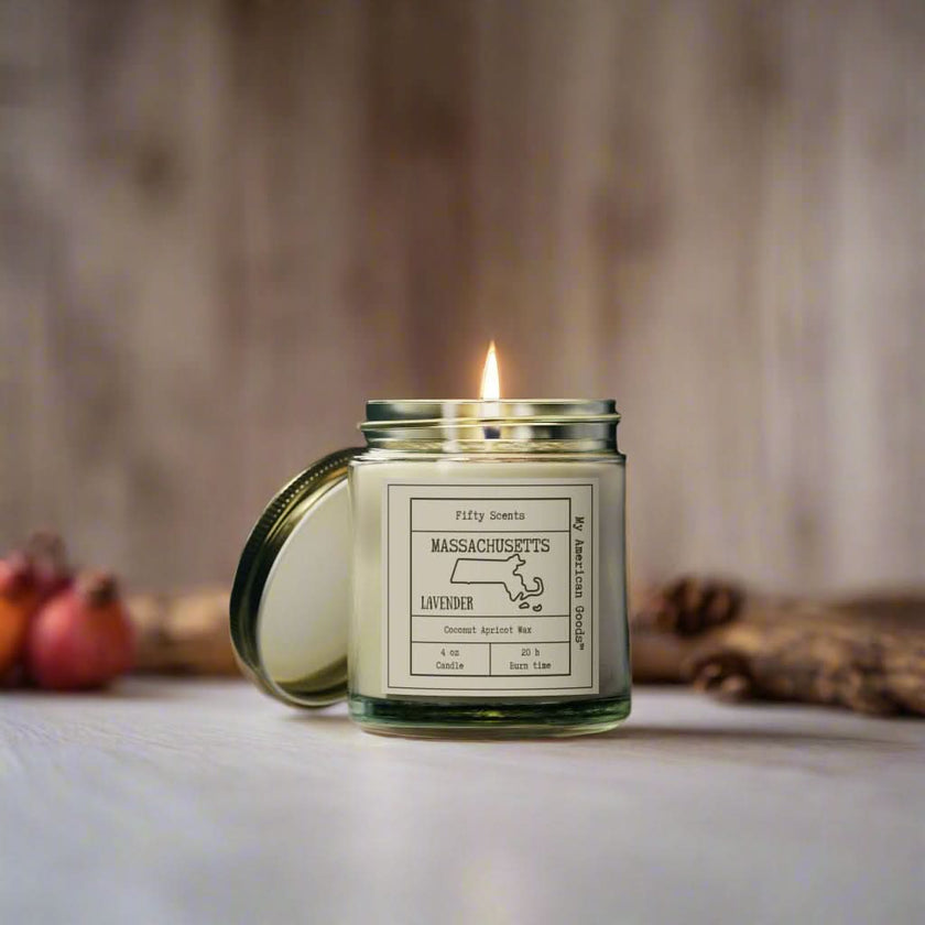 Massachusetts - Lavender Scented Candle - Coconut Apricot Wax