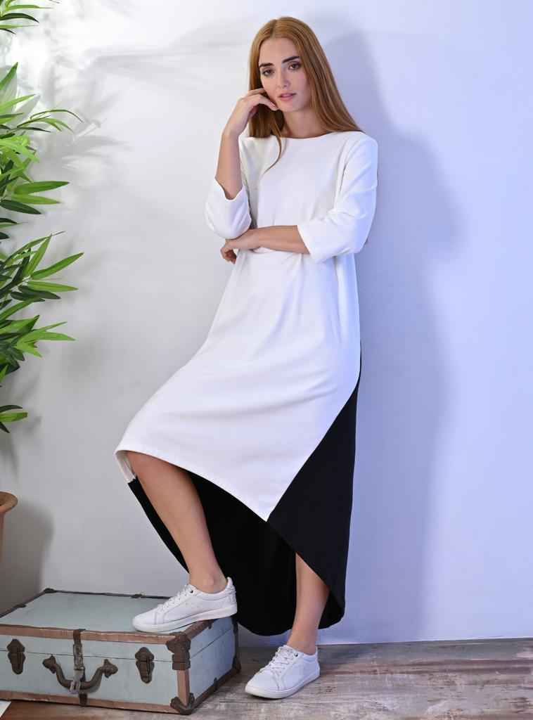 Black and White Hi Low Dress