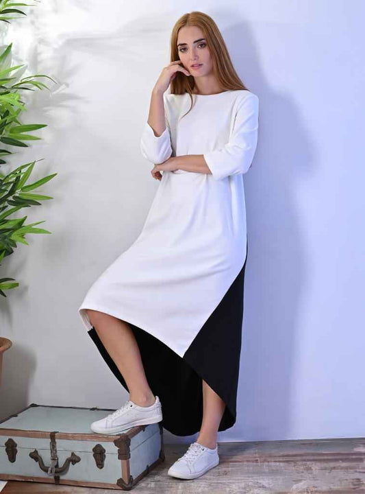 Black and White Hi Low Dress