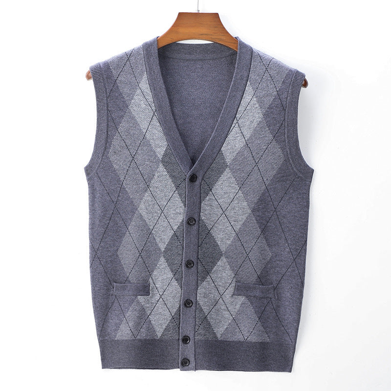 Men's Wool Vest Middle-aged Sleeveless