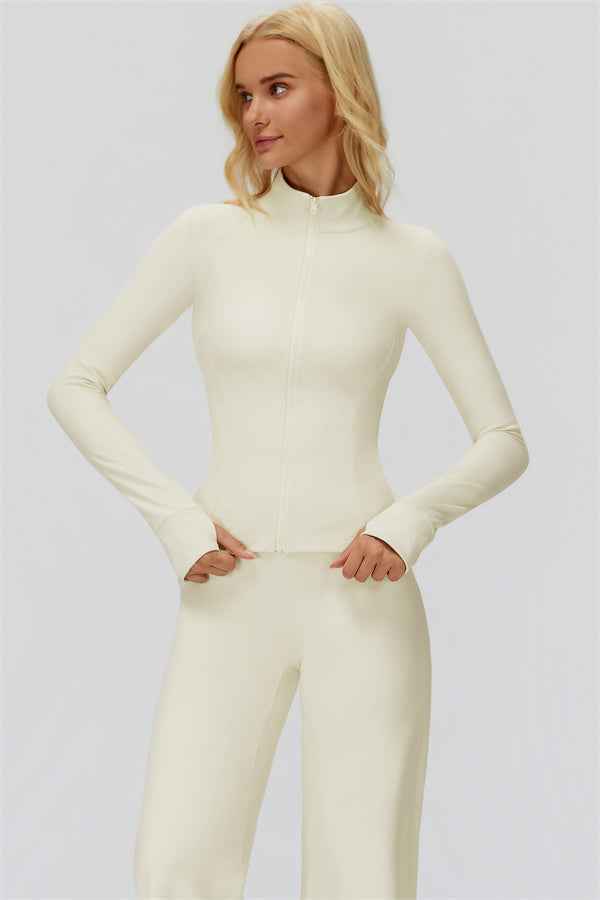 The FemmeFit Zip Jacket Straight Leg Pants 2-Piece Set