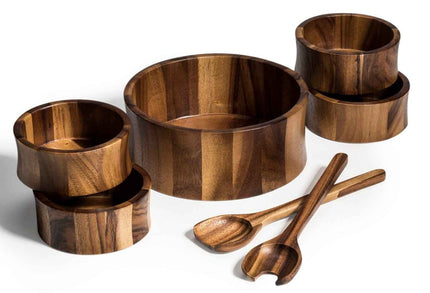 Large Salad Bowl with Servers and 4 Individuals - 328B7