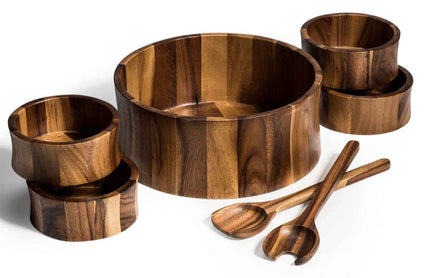 Extra Large Salad Bowl with Servers and 4 Individuals - 328C7