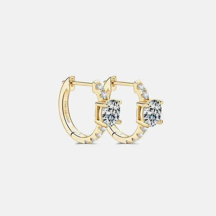 2.36 Carat Moissanite Zircon 925 Sterling Silver Hoop Earrings