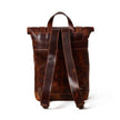 Brown Saddleback Backpack- Roll Top