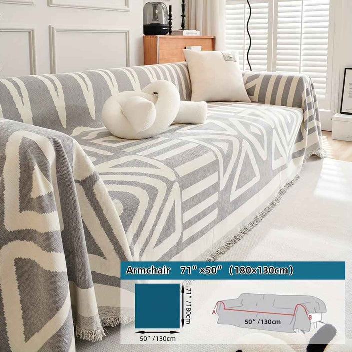 Bohemian-Style Chenille Fabric Extra Long Couch Cover Anti dog scratch