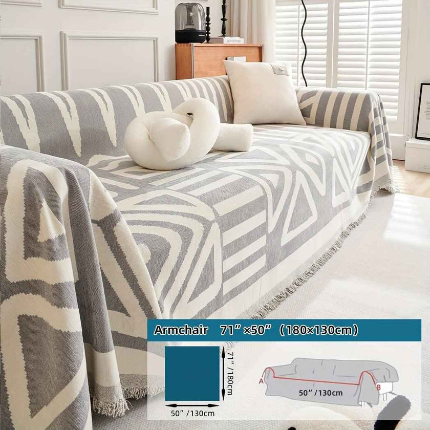Bohemian-Style Chenille Fabric Extra Long Couch Cover Anti dog scratch