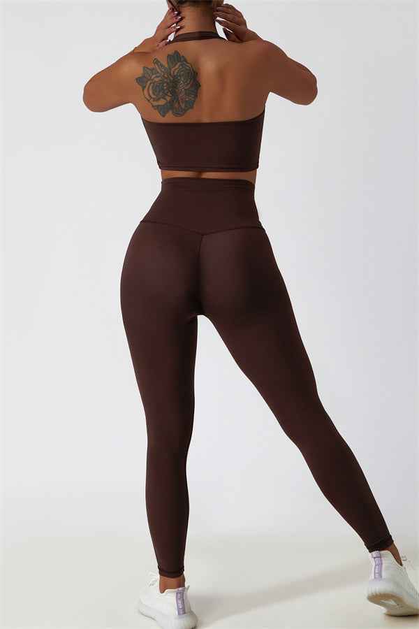 The Seraphine Halter Crop Top Leggings 2-Piece Set