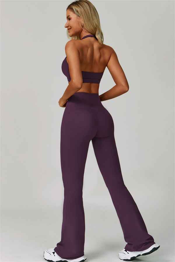 The Bold Halter Sports Bra Flared Leggings 2-Piece Set