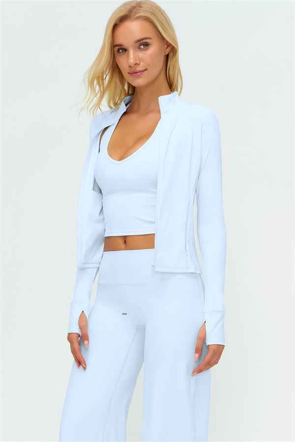 The Twirl Zip Jacket Halter Tank Top New Straight Leg Pants 3-Piece Set