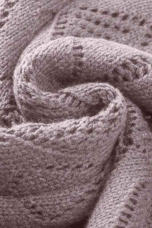 Solid Openwork Knit Button-Up Cardigan