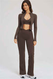 The Sizzle Zip Jacket Sports Bra Flared Leggings 3-Piece Set