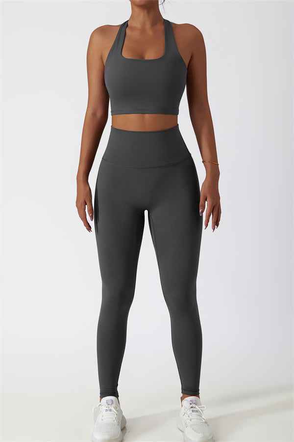 The Seraphine Halter Crop Top Leggings 2-Piece Set