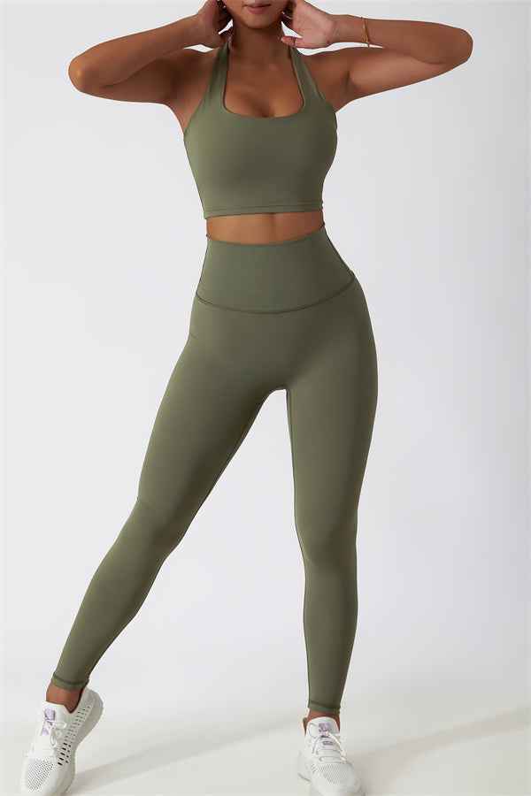 The Seraphine Halter Crop Top Leggings 2-Piece Set