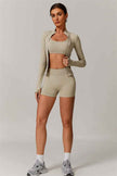 The Nova Luxe Jacket Sports Bra Shorts 3-Piece Set