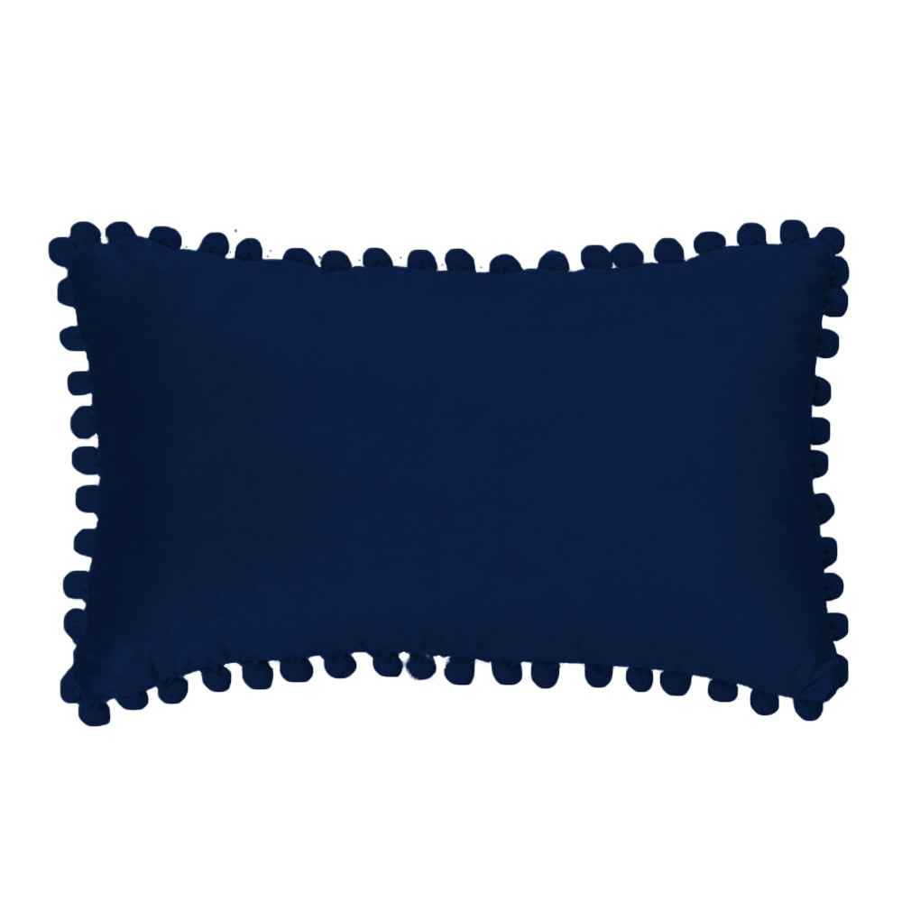 12''x20'' velvet pom-pom lumbar support throw pillow | 7 colors soft & playful ball trim design | chic lumbar & accent pillow | insert included