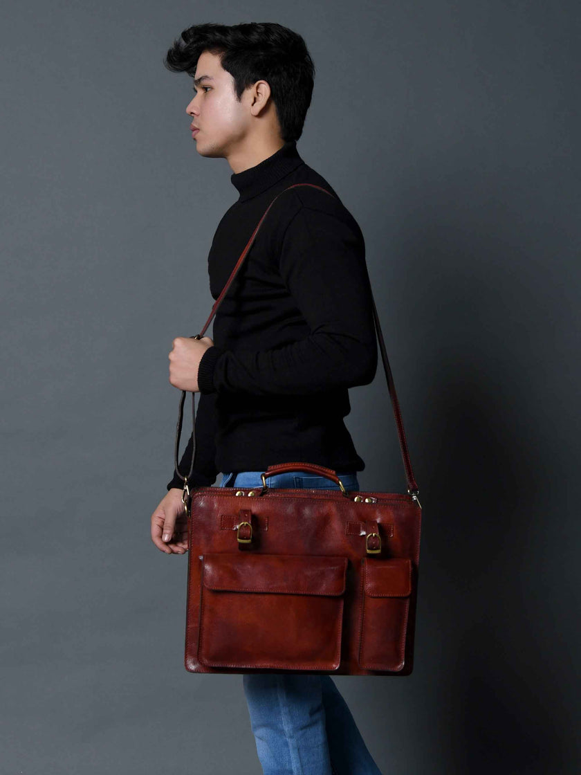 Tuscany Italian Leather Briefcase, Tan