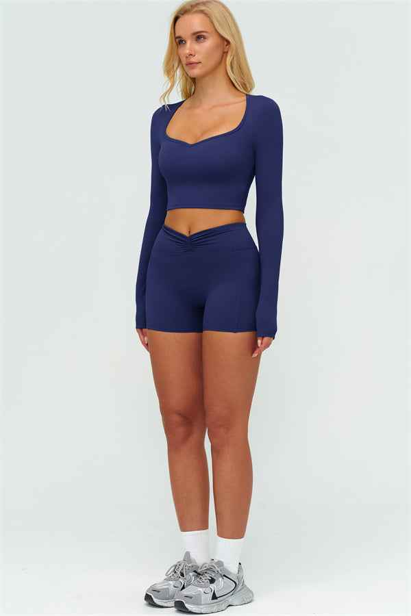 The Lushness Long Sleeve Crop top Shorts 2-Piece Set
