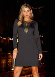 Black/Gold Metallic Keyhole Dress