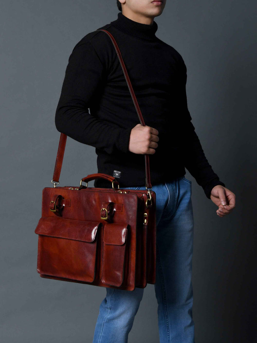 Tuscany Italian Leather Briefcase, Tan