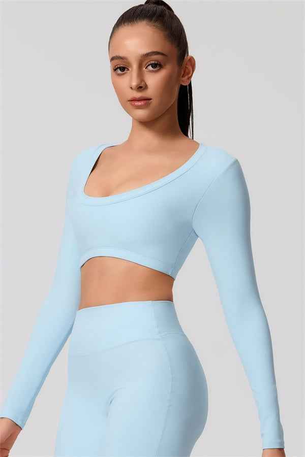 The Nestle Long Sleeve Crop Top Straight Leg Pants 2-Piece Set