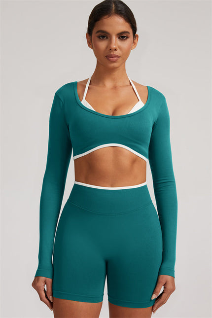The Elevate Long Sleeve Crop top Shorts 2-Piece Set