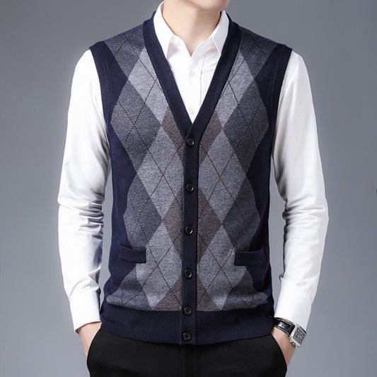 Men's Wool Vest Middle-aged Sleeveless