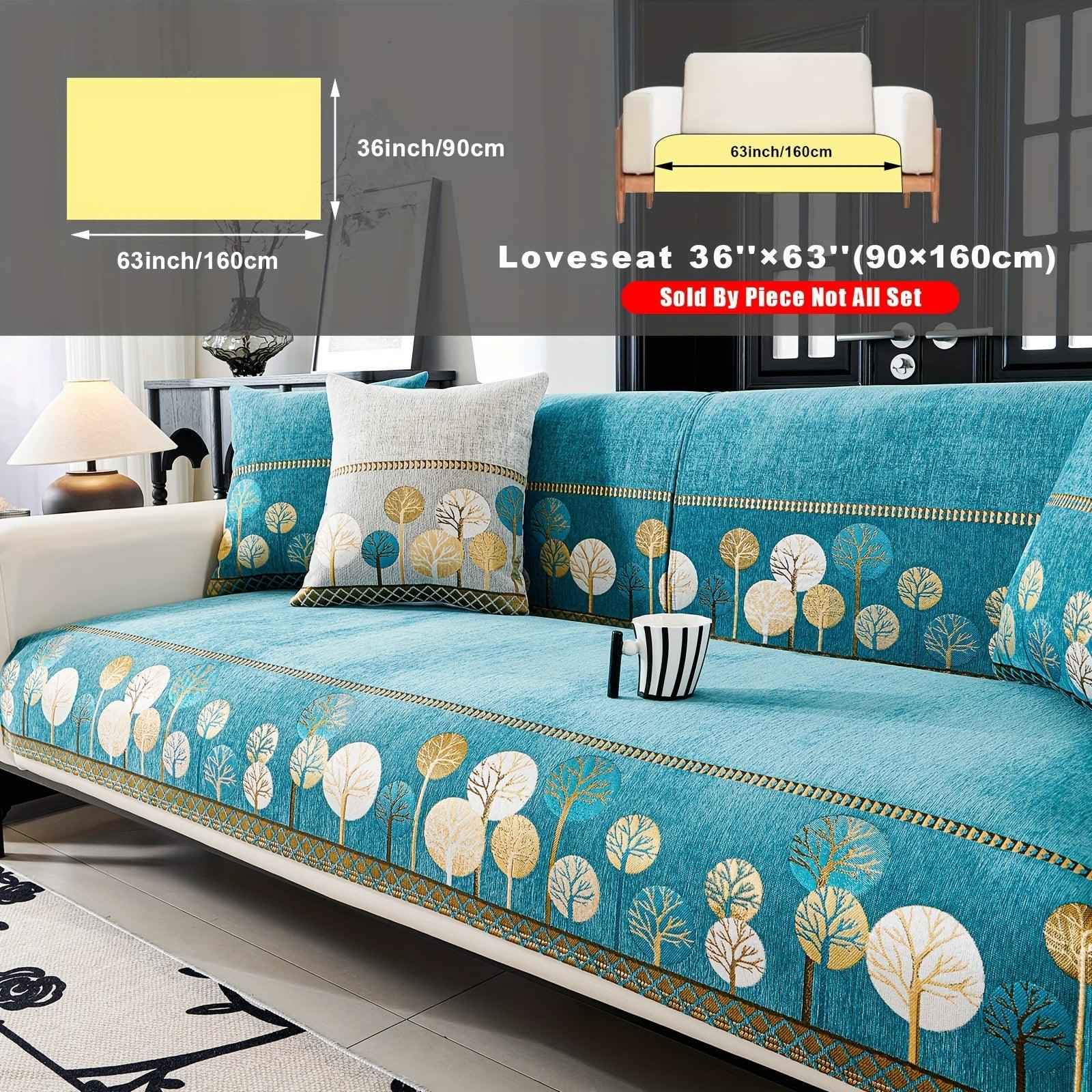 Pet Proof Couch Cover - Boho Chenille Sofa Cover with Tree Embroidery