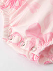 Girls Pink Bow Print Short Sleeves Romper