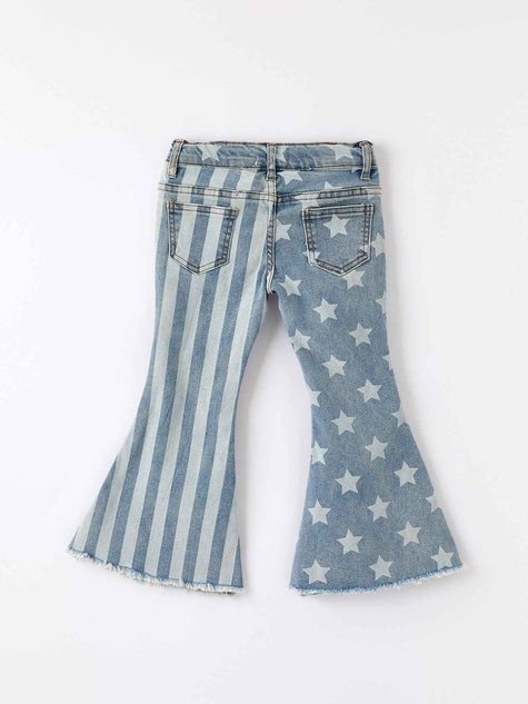 4th of july Patriotic Star Stripe Flare Jeans