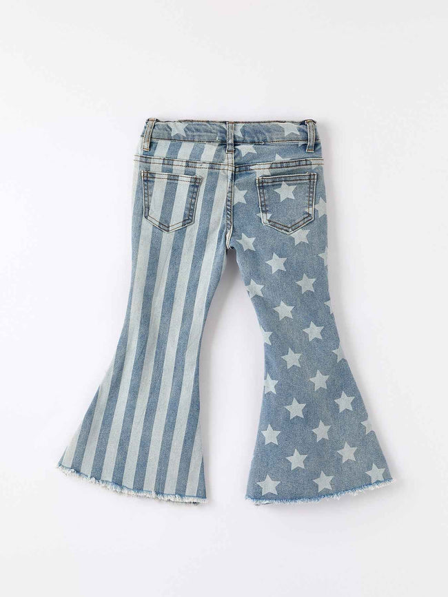 4th of july Patriotic Star Stripe Flare Jeans