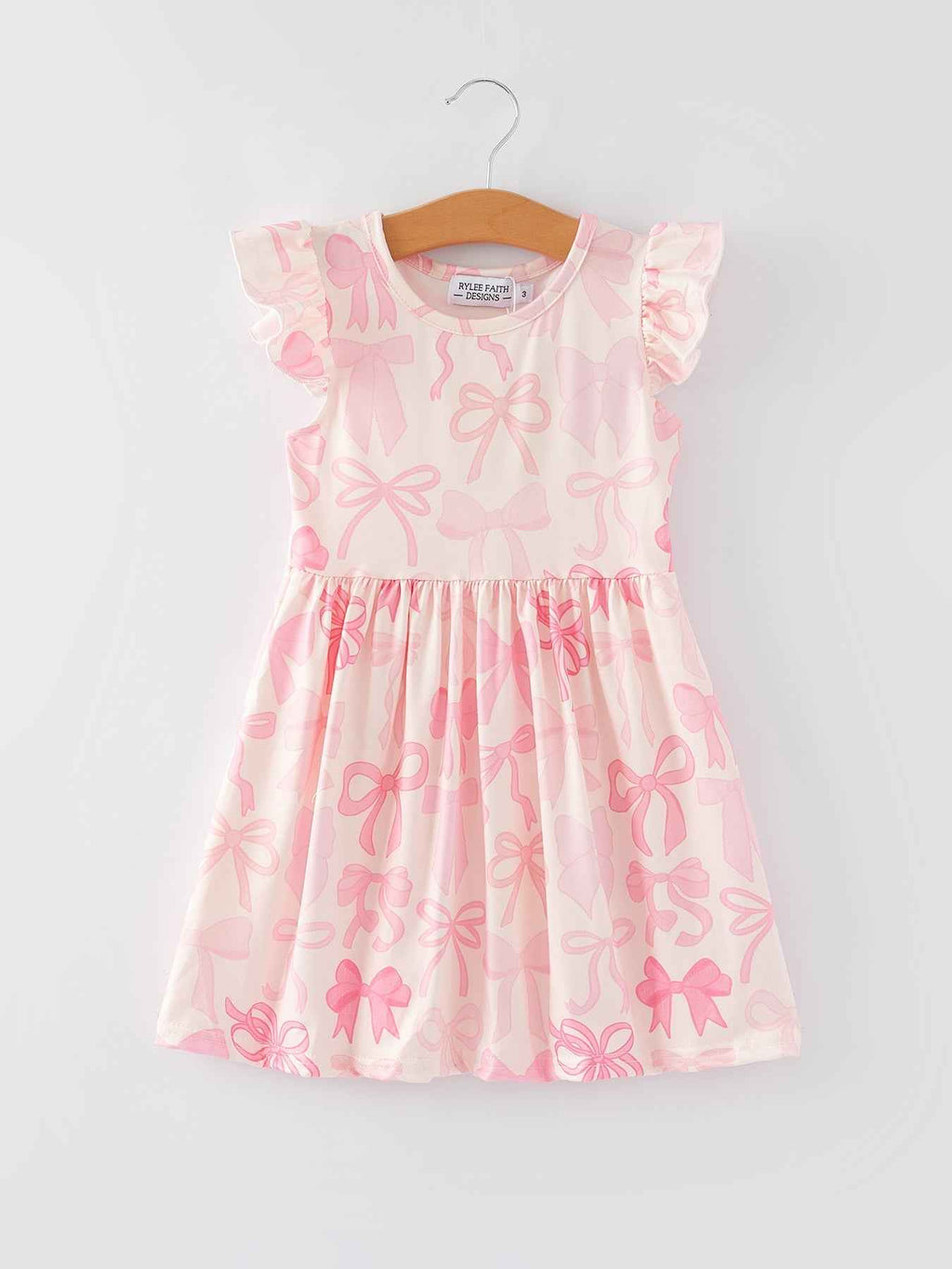 Bow Print Flying Sleeve Girls Dress