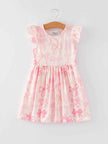 Bow Print Flying Sleeve Girls Dress