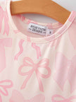 Bow Print Flying Sleeve Girls Dress