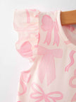 Bow Print Flying Sleeve Girls Dress