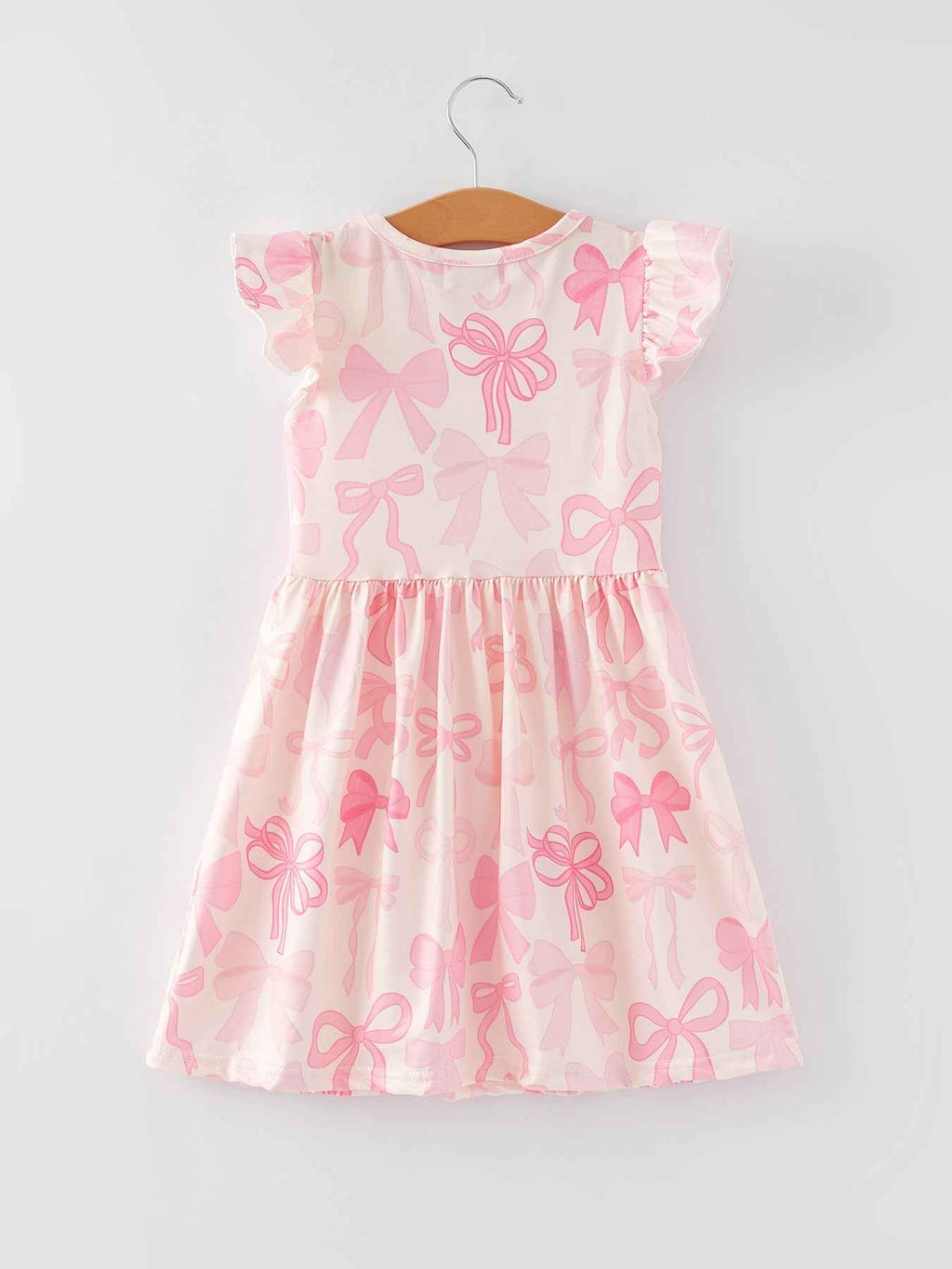 Bow Print Flying Sleeve Girls Dress