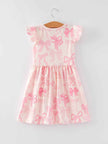 Bow Print Flying Sleeve Girls Dress