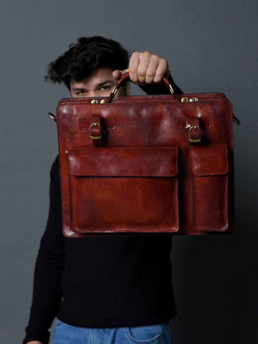Tuscany Italian Leather Briefcase, Tan