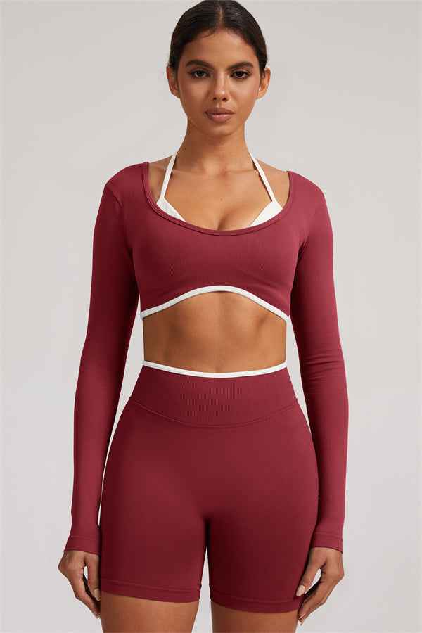 The Elevate Long Sleeve Crop top Shorts 2-Piece Set