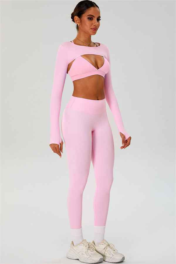 The Ember Sports Bra Crop Top Leggings 3-Piece Set